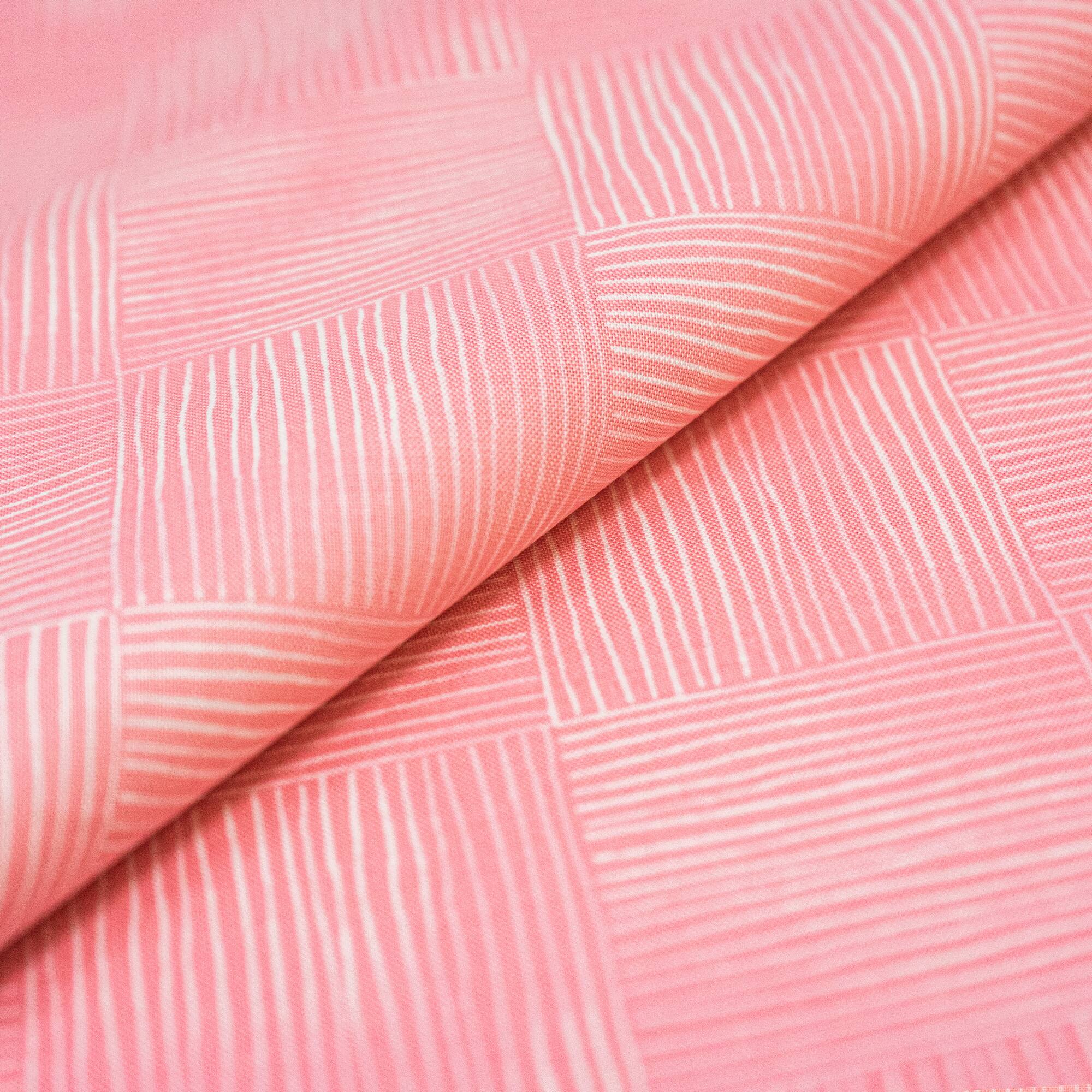 SINGER Floral Pastels Pink Stripe Cotton Fabric